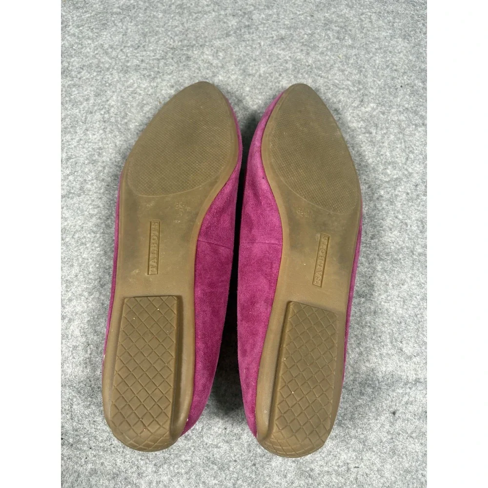 Talbots Tassel Suede‎ Loafers 8.5 M Magenta Pink Leather Bow Pointed Toe Flats
